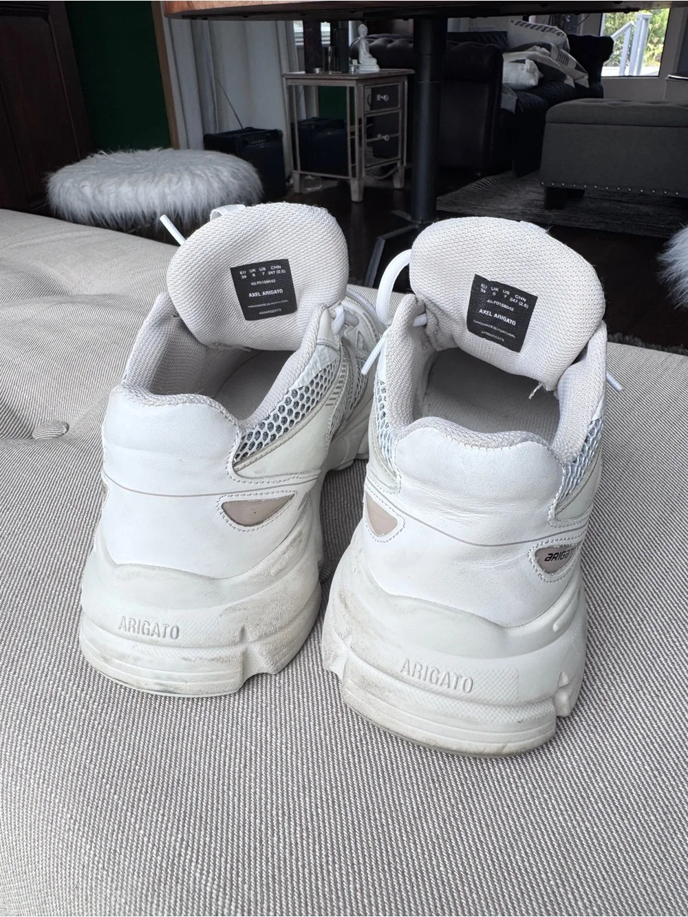 Axel Arigato White Mesh and Leather Runner Sneakers